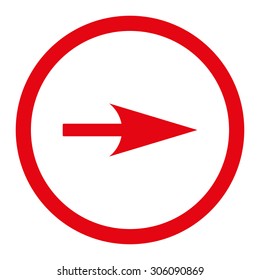 Arrow Axis X vector icon. This rounded flat symbol is drawn with red color on a white background.