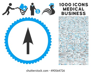Arrow Axis Y icon with 1000 medical commerce gray and blue vector design elements. Set style is flat bicolor symbols, white background.
