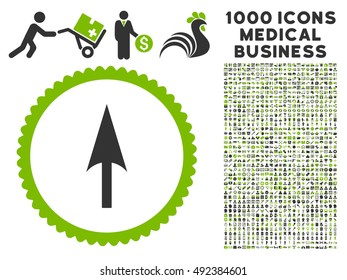 Arrow Axis Y icon with 1000 medical business eco green and gray vector pictograms. Design style is flat bicolor symbols, white background.