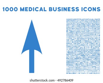 Arrow Axis Y icon with 1000 medical commerce cobalt vector pictographs. Clipart style is flat symbols, white background.