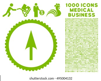 Arrow Axis Y icon with 1000 medical business eco green vector pictographs. Set style is flat symbols, white background.