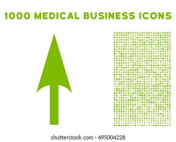 Arrow Axis Y icon with 1000 medical business eco green vector pictograms. Set style is flat symbols, white background.