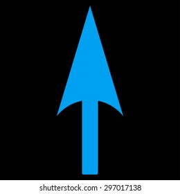 Arrow Axis Y icon from Primitive Set. This isolated flat symbol is drawn with blue color on a black background, angles are rounded.