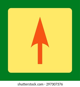 Arrow Axis Y icon from Primitive Buttons OverColor Set. This rounded square flat button is drawn with orange and yellow colors on a green background.