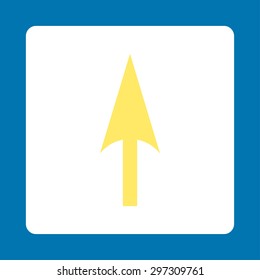 Arrow Axis Y icon from Primitive Buttons OverColor Set. This rounded square flat button is drawn with yellow and white colors on a blue background.