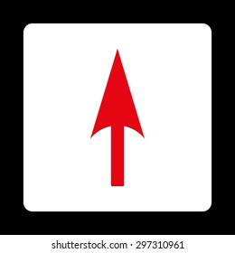 Arrow Axis Y icon from Primitive Buttons OverColor Set. This rounded square flat button is drawn with red and white colors on a black background.