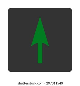 Arrow Axis Y icon from Primitive Buttons OverColor Set. This rounded square flat button is drawn with green and gray colors on a white background.