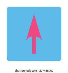 Arrow Axis Y icon from Primitive Buttons OverColor Set. This rounded square flat button is drawn with pink and blue colors on a white background.