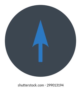 Arrow Axis Y icon from Primitive Round Buttons OverColor Set. This round flat button is drawn with smooth blue colors on a white background.
