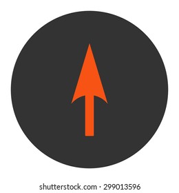 Arrow Axis Y icon from Primitive Round Buttons OverColor Set. This round flat button is drawn with orange and gray colors on a white background.