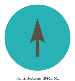 Arrow Axis Y icon from Primitive Round Buttons OverColor Set. This round flat button is drawn with grey and cyan colors on a white background.