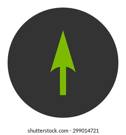 Arrow Axis Y icon from Primitive Round Buttons OverColor Set. This round flat button is drawn with eco green and gray colors on a white background.