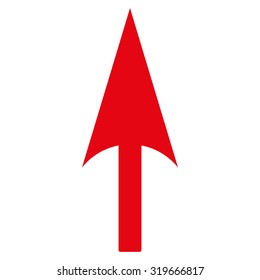 Arrow Axis Y icon from Primitive Set. This isolated flat symbol is drawn with red color on a white background, angles are rounded.