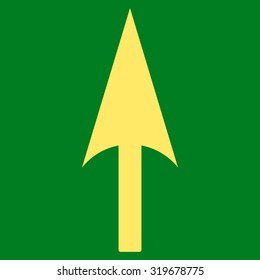 Arrow Axis Y icon from Primitive Set. This isolated flat symbol is drawn with yellow color on a green background.