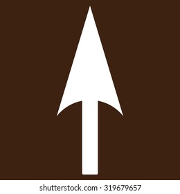 Arrow Axis Y icon from Primitive Set. This isolated flat symbol is drawn with white color on a brown background.