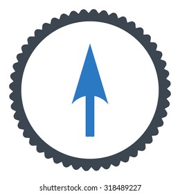 Arrow Axis Y round stamp icon. This flat vector symbol is drawn with smooth blue colors on a white background.