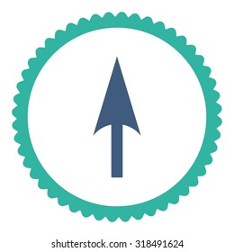 Arrow Axis Y round stamp icon. This flat vector symbol is drawn with cobalt and cyan colors on a white background.