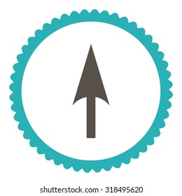 Arrow Axis Y round stamp icon. This flat vector symbol is drawn with grey and cyan colors on a white background.