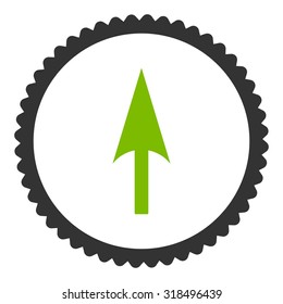 Arrow Axis Y round stamp icon. This flat vector symbol is drawn with eco green and gray colors on a white background.