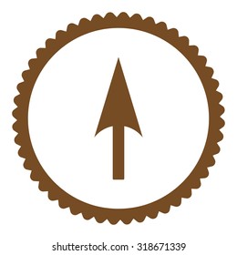 Arrow Axis Y round stamp icon. This flat vector symbol is drawn with brown color on a white background.