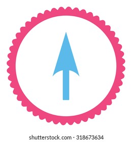 Arrow Axis Y round stamp icon. This flat vector symbol is drawn with pink and blue colors on a white background.