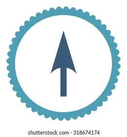 Arrow Axis Y round stamp icon. This flat vector symbol is drawn with cyan and blue colors on a white background.