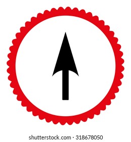 Arrow Axis Y round stamp icon. This flat vector symbol is drawn with intensive red and black colors on a white background.