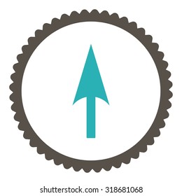Arrow Axis Y round stamp icon. This flat vector symbol is drawn with grey and cyan colors on a white background.