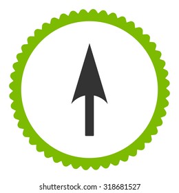 Arrow Axis Y round stamp icon. This flat vector symbol is drawn with eco green and gray colors on a white background.