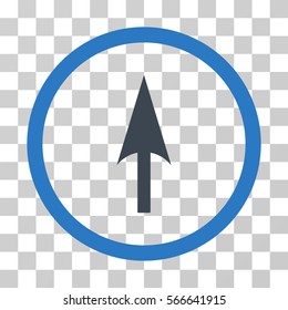 Arrow Axis Y rounded icon. Vector illustration style is flat iconic bicolor symbol inside a circle, smooth blue colors, transparent background. Designed for web and software interfaces.