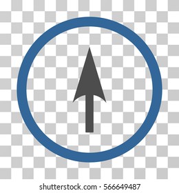 Arrow Axis Y rounded icon. Vector illustration style is flat iconic bicolor symbol inside a circle, cobalt and gray colors, transparent background. Designed for web and software interfaces.