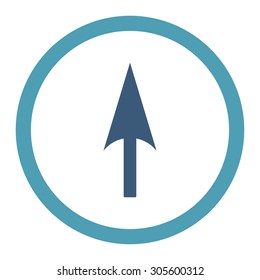 Arrow Axis Y vector icon. This rounded flat symbol is drawn with cyan and blue colors on a white background.