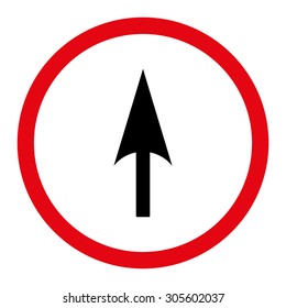 Arrow Axis Y vector icon. This rounded flat symbol is drawn with intensive red and black colors on a white background.