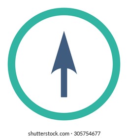 Arrow Axis Y vector icon. This rounded flat symbol is drawn with cobalt and cyan colors on a white background.