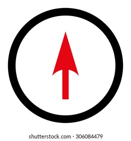 Arrow Axis Y vector icon. This rounded flat symbol is drawn with intensive red and black colors on a white background.