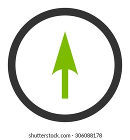 Arrow Axis Y vector icon. This rounded flat symbol is drawn with eco green and gray colors on a white background.