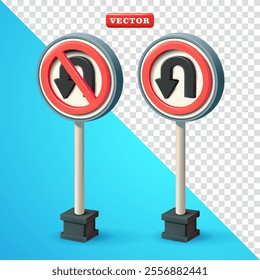 Arrow back and don't go back, traffic sign symbol. 3d vector, Suitable for design elements