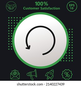 Arrow, back, history icon. Background with a green pattern on a black background. modern design
