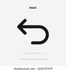 Arrow back icon. Previous direction symbol. Icon arrow symbol. Left symbol. Returning arrow icon. Return icon. Go back sign.