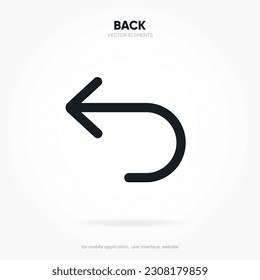 Arrow back icon. Previous direction symbol. Icon arrow symbol. Left symbol. Returning arrow icon. Return icon. Go back sign.