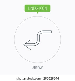 Arrow back icon. Previous sign. Left direction symbol. Linear outline circle button. Vector