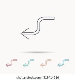 Arrow back icon. Previous sign. Left direction symbol. Linear icons on white background. Vector