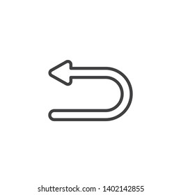 Arrow back line icon. linear style sign for mobile concept and web design. Turn Left curve arrow outline vector icon. Symbol, logo illustration. Vector graphics