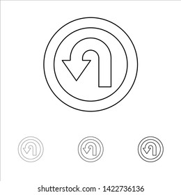 Arrow, Back, Navigation, Way Bold and thin black line icon set