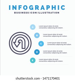 Arrow, Back, Navigation, Way Line icon with 5 steps presentation infographics Background. Vector Icon Template background