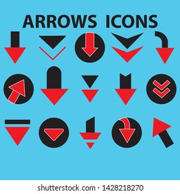 Arrow back and red icon set isolated on color background. eps