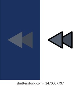 Arrow, Back, Reverse, Rewind  Icons. Flat and Line Filled Icon Set Vector Blue Background. Vector Icon Template background