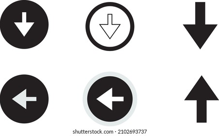 Arrow back and right icon set isolated on white background. Trendy collection of different arrow icons in flat style for web site, app and ui. Black arrows right and left template. Vector illustration