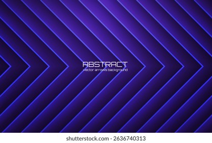 Arrow background. Abstract blue lines with neon glow and modern geometric style. Futuristic tech design. Gradient backdrop with laser effect for gaming theme. Vector Illustration.