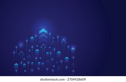 Fundo da seta. Plano de fundo de seta de néon. Símbolo de setas no plano de fundo. Ícones coloridos. Sinais de seta brilhantes.